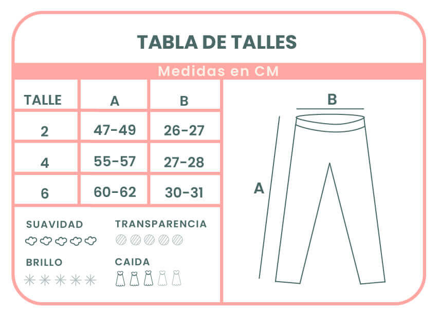 Tabla de talles Leggin lodi